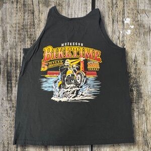 Muskegon Bike Time 2011 Tank Top L Biker Skeleton Motorcycle Rally Graphic Black